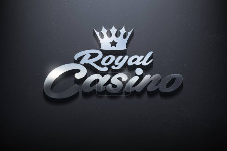 Illustration for Royal Casino 3D Logo Design, Shiny Mockup Logo with Textured Wall. Realistic Vector - Royalty Free Image
