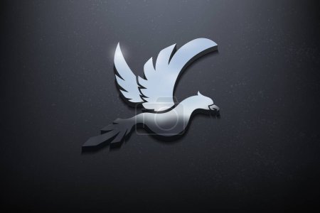 Ilustración de Diseño del logotipo de Bird 3D, logotipo de burla brillante con pared texturizada. Vector realista - Imagen libre de derechos