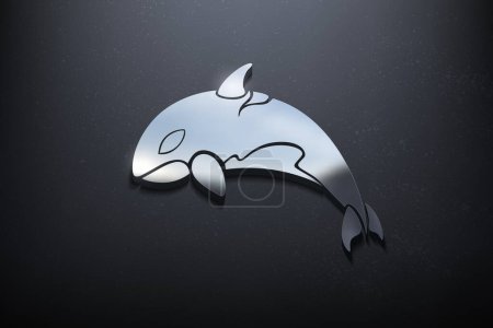 Ilustración de Diseño de Logo Orca 3D, Logo Mockup Brillante con Pared Texturizada. Vector realista - Imagen libre de derechos