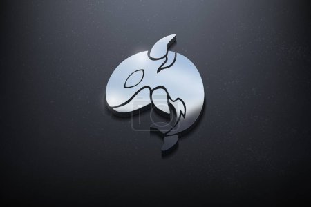 Illustration for Orca 3D Logo Design, Shiny Mockup Logo with Textured Wall. Realistic Vector - Royalty Free Image