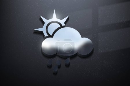 Illustration for Weather 3D Logo Design, Shiny Mockup Logo with Textured Wall. Realistic Vector - Royalty Free Image