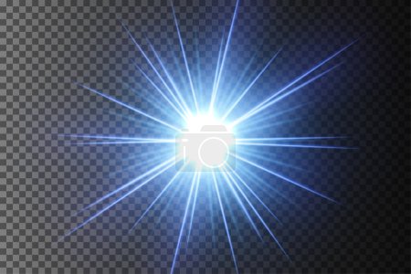 Ilustración de Luz azul que brilla sobre fondo transparente, ilustración vectorial - Imagen libre de derechos