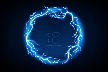 Ilustración de Anillo relámpago círculo azul con efecto chispas. Ilustración de vectores de pantalla ancha - Imagen libre de derechos