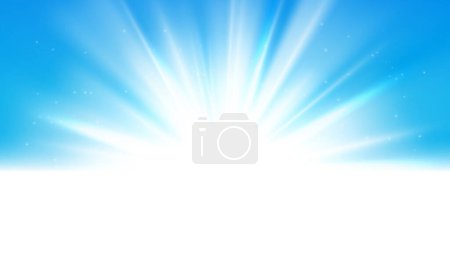 Téléchargez les illustrations : Lumière du soleil blanc sur fond bleu, Illustration vectorielle - en licence libre de droit
