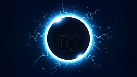 Illustration for Starlight from Behind the Planet with Lightning Strikes, Vector Illustration - Royalty Free Image