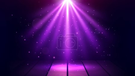 Ilustración de Efecto de proyector púrpura con piso de madera, ilustración vectorial - Imagen libre de derechos