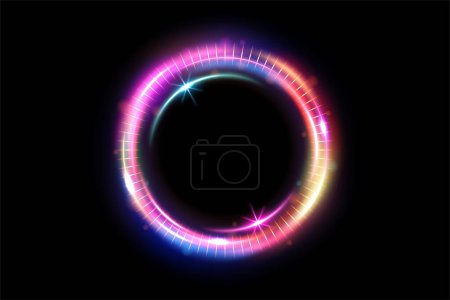 Illustration for Abstract Ring Light Effect Isolated on Dark Background, Vector Illustration - Royalty Free Image