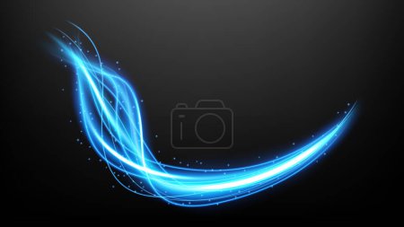 Illustration for Blue light trails, long time exposure motion blur effect. Vector Illustration - Royalty Free Image
