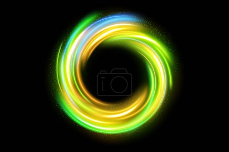 Ilustración de Efecto de luz de anillo abstracto aislado sobre fondo oscuro, ilustración vectorial - Imagen libre de derechos