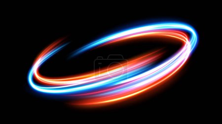 Illustration for Rotating Neon Rays, Long Time Exposure Motion Blur Effect. Vector Illustration - Royalty Free Image