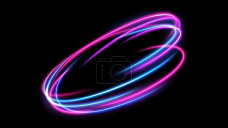 Illustration for Rotating Neon Rays, Long Time Exposure Motion Blur Effect. Vector Illustration - Royalty Free Image
