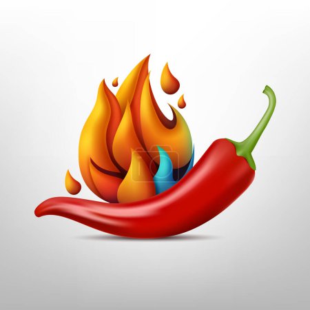 Ilustración de Diseño de chile caliente 3D, Símbolo creativo de la comida de la especia, ilustración del vector - Imagen libre de derechos