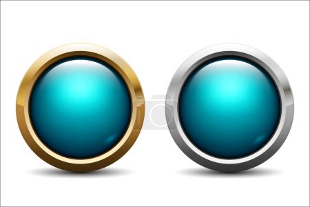 Illustration for Gold and Metallic Chrome Button, Vector Illustration - Royalty Free Image