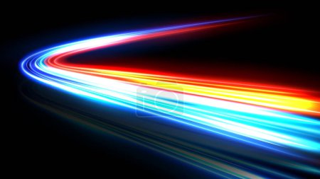 Illustration for Colorful Light Trails, Long Time Exposure Motion Blur Effect, Vector Illustration - Royalty Free Image