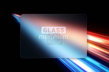 "Glass Morphism" on Colorful Light Trails, Long Time Exposure Motion Blur Effect, Vector Illustration