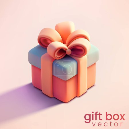 Illustration for 3D Pink Gift Box, Cute Present Isolated on Pastel Background, Vector Illustration - Royalty Free Image
