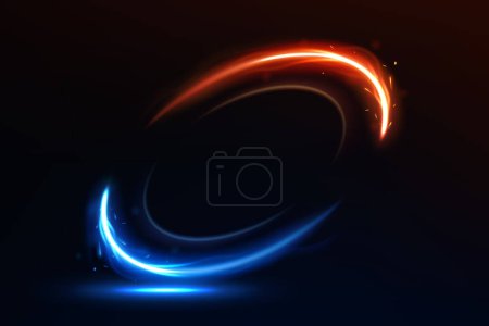 Ilustración de Efecto de luz de círculo de movimiento rojo y azul abstracto, ilustración vectorial - Imagen libre de derechos