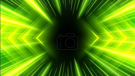 Illustration for Green Rays Zoom In Motion Effect, Light Color Trails, Vector Illustration - Royalty Free Image