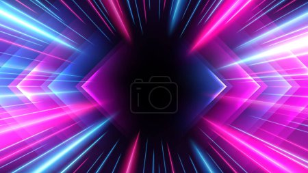 Illustration for Blue and Pink Rays Zoom In Motion Effect, Light Color Trails, Vector Illustration - Royalty Free Image