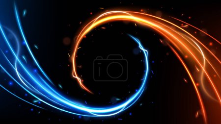 Illustration for Blue and Orange Light Trails Motion Effect, Vector Illustration - Royalty Free Image
