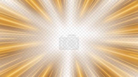 Gold Rays Zoom In Motion Effect, Light Color Trails, Ready For White Background Or Png, Vector Illustration