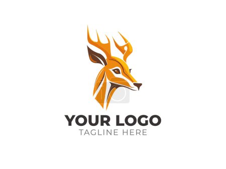 Téléchargez les illustrations : Vecteur de logo tête de cerf minimaliste - en licence libre de droit