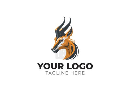 Illustration for Horned Goat Head Logo Vector Template - Royalty Free Image