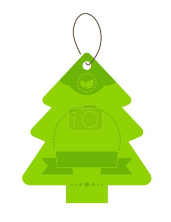 Ilustración de Etiqueta de precio en forma de árbol de Navidad - imagen de estilo moderno diseño plano. Ilustración colorida de calidad de la marca de identificación para ropa o regalos. Markdown de productos, tiendas y la idea de compras - Imagen libre de derechos