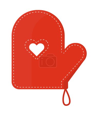 Photo for Kitchen potholder - modern flat design style single isolated image. Neat detailed illustration of red fabric object on the hand that protects against burns during cooking. Home comfort idea - Royalty Free Image