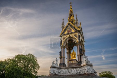 Photo for London, UK: The Albert Memorial in Kensington Gardens in memory of Prince Albert, the husband of Queen Victoria. South view from below. - Royalty Free Image