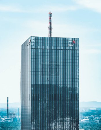 Photo for Vienna, Austria - June 2022: PwC (PricewaterhouseCoopers) offices located in DC Tower skyscraper in Vienna - Royalty Free Image