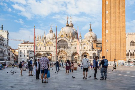 Photo for Venice, Italy - May 29 2023: View from St. Mark's Square with Saint Marks Basilica, the main tourist attraction in Venice - Royalty Free Image