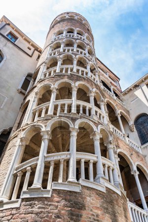 Photo for View with the facade and the spiral staircase (scala) of Palazzo Contarini del Bovolo in Venice, Italy. - Royalty Free Image