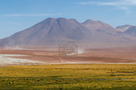 Photo for Discovering the scenic wetlands Vado Rio Putana between San Pedro de Atacama and the geysers of El Tatio in the Atacama desert in Chile, South America. - Royalty Free Image