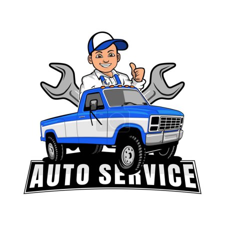 Illustration for Pick up truck logo design vector - Royalty Free Image