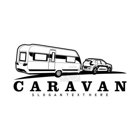 Ilustración de Camión y remolque caravana logo diseño vector - Imagen libre de derechos