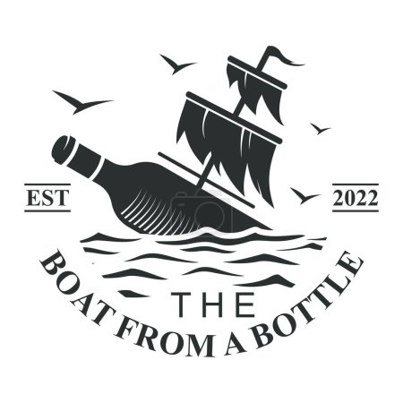 Ilustración de Barco de una botella diseño logo vector - Imagen libre de derechos