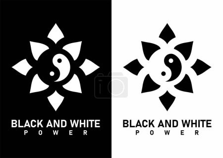 Ilustración de Yin yang vector de diseño de logotipo de energía en blanco y negro - Imagen libre de derechos