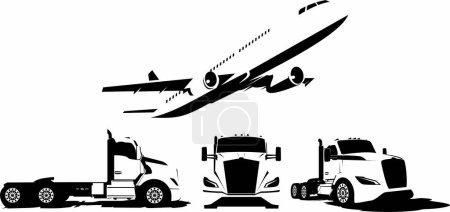 Illustration for Semi truck and jet plane delivery design vector - Royalty Free Image