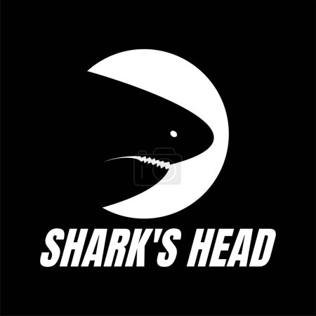 Logo-Design des Haikopfes schwarzer und weißer Vektor