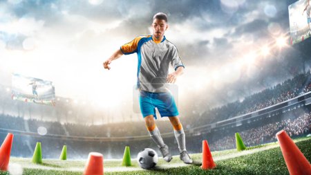 Photo for Professional soccer player workout on the grand arena - Royalty Free Image