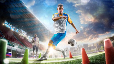 Photo for Professional soccer player workout on the grand arena - Royalty Free Image