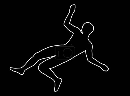 Foto de Ilustración de la silueta de la línea de crimen de la víctima sobre fondo negro. - Imagen libre de derechos