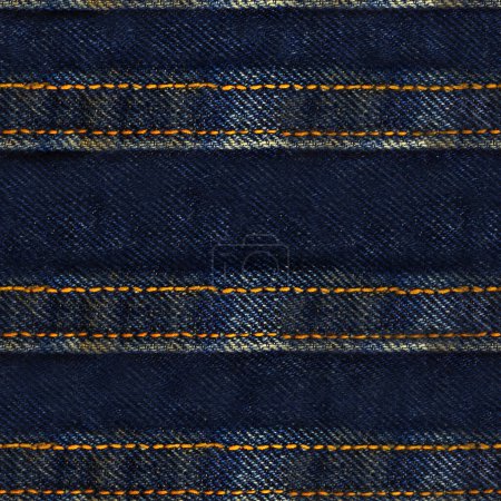 Foto de Fotografía de textura sin costuras del denim costurado azul horizontal desgastado o del material de jeans. - Imagen libre de derechos