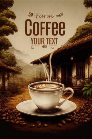 Téléchargez les photos : Tasse de café, fonds d'écran de fermes de café, avec du café votre texte, espace de copie. télécharger photo - en image libre de droit