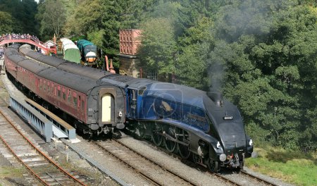 Téléchargez les photos : North Yorkshire Mors railway, (NYMR) Goathland, Yorksahire, Royaume-Uni, octobre 2023. Locomotive vapeur festival gala week-end. - en image libre de droit