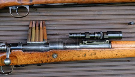 Guns and ammunition of world war 2. Rifle with telescopic sight.