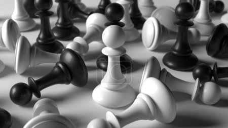 Photo for Different chess pieces pawns. Concept business background. 3d rendering - Royalty Free Image
