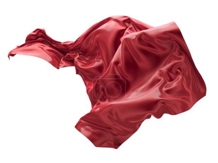 Téléchargez les photos : Abstract red cloth falling. Satin fabric flying in the wind. 3d rendering - en image libre de droit