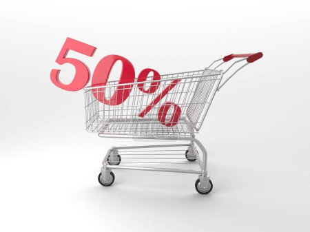 Foto de Concept SALE discount shopping trolley. 3d rendering - Imagen libre de derechos
